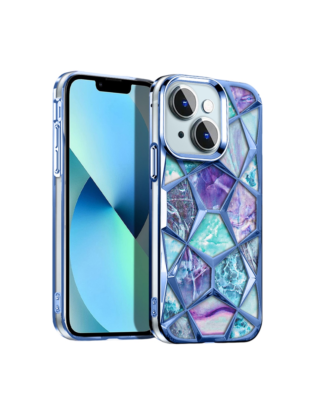 

Karwan Diamond Printed iPhone 14 Plus Back Case, Blue