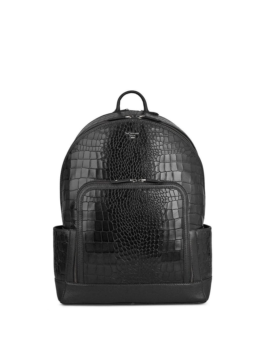 

Da Milano Men Textured Leather Backpack, Black