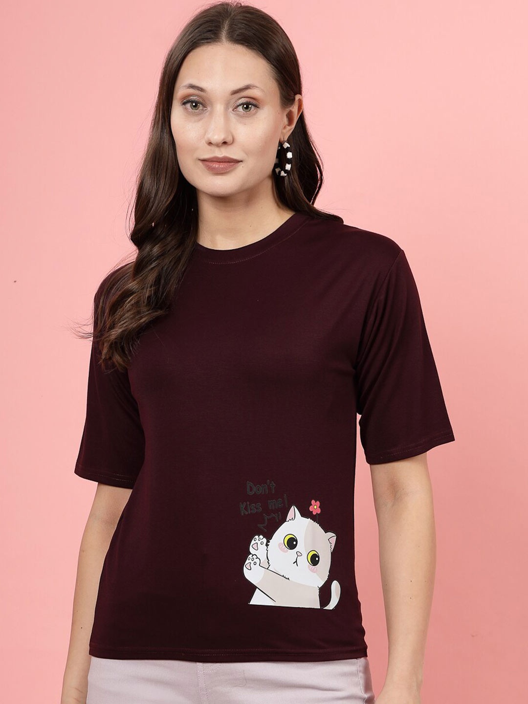 

Clora Creation Round Neck Short Sleeves T-shirt, Burgundy