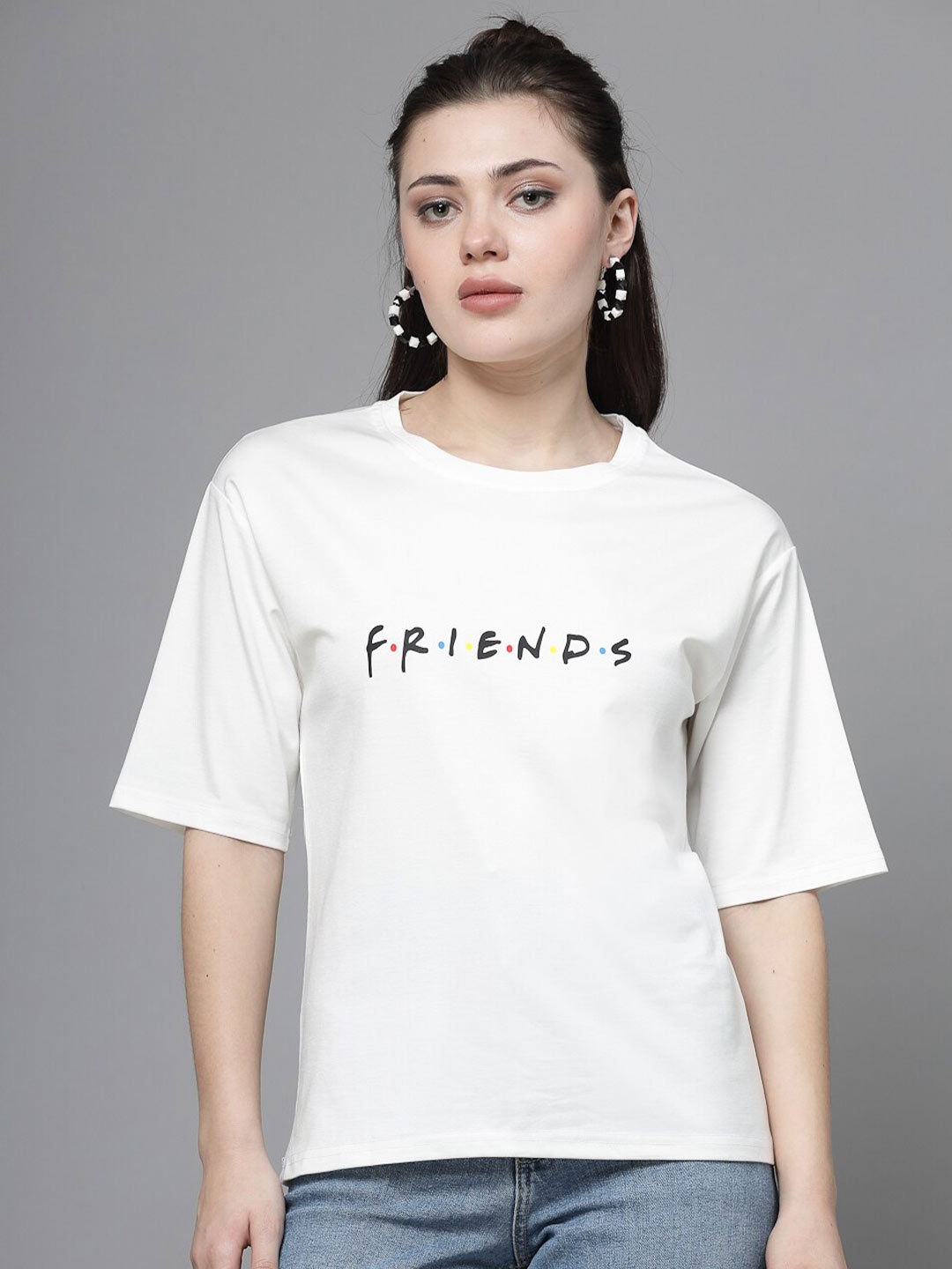 

Clora Creation Typography Printed Round Neck T-shirt, White