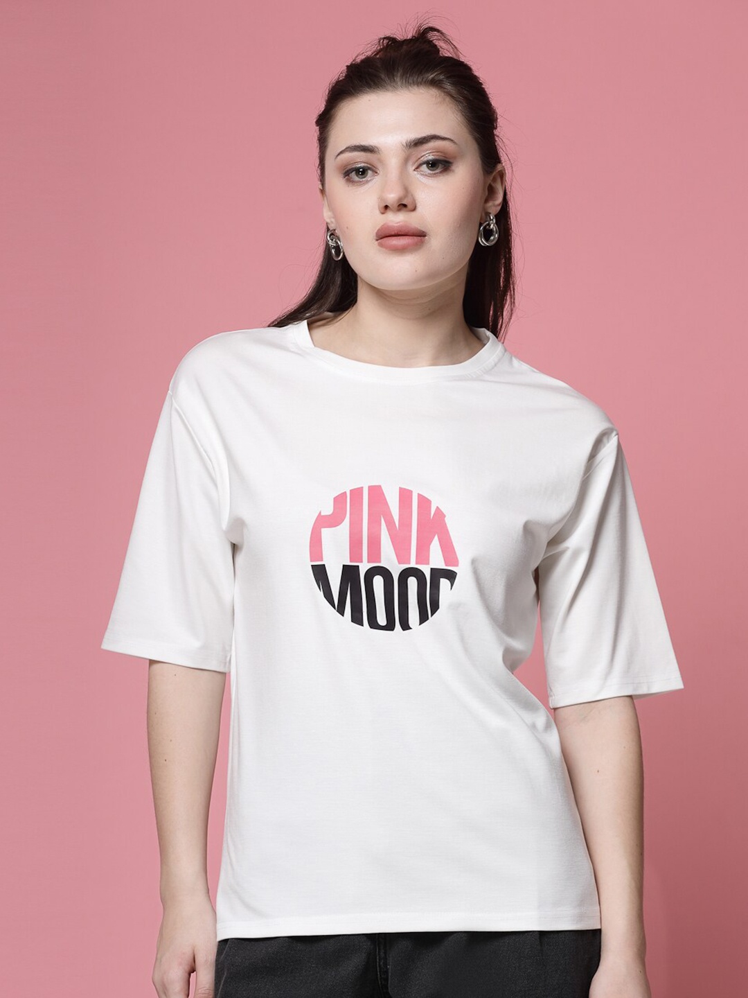

Clora Creation Typography Printed Round Neck T-shirt, White