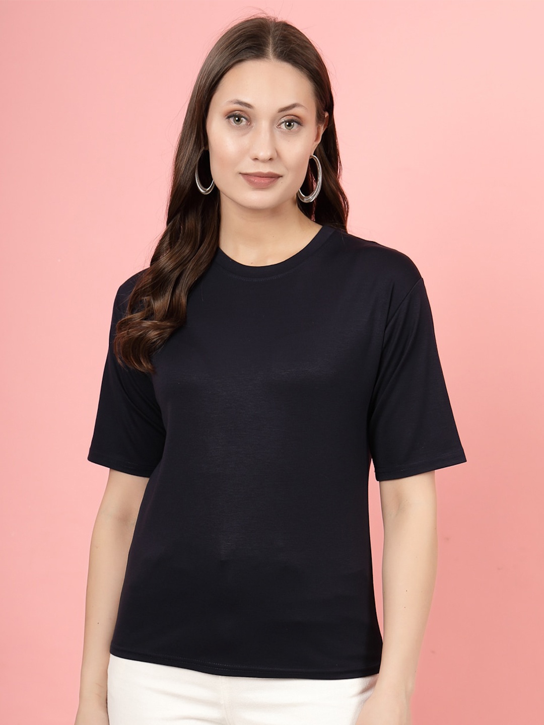 

Clora Creation Round Neck Short Sleeves T-shirt, Navy blue