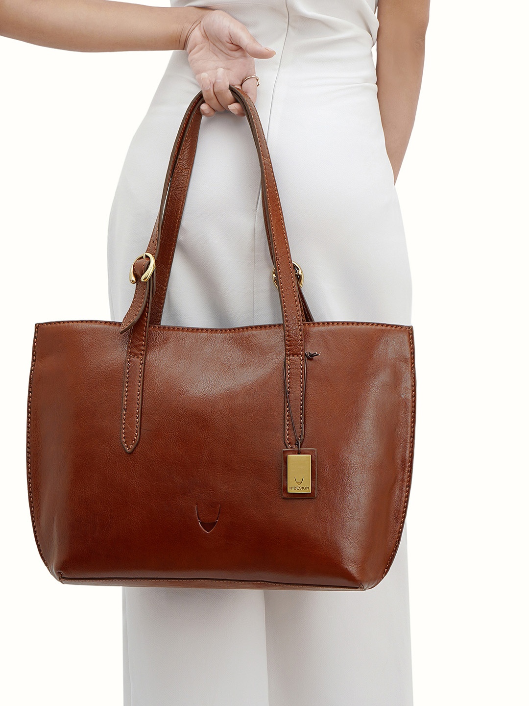 

Hidesign Leather Oversized Structured Shoulder Bag, Tan