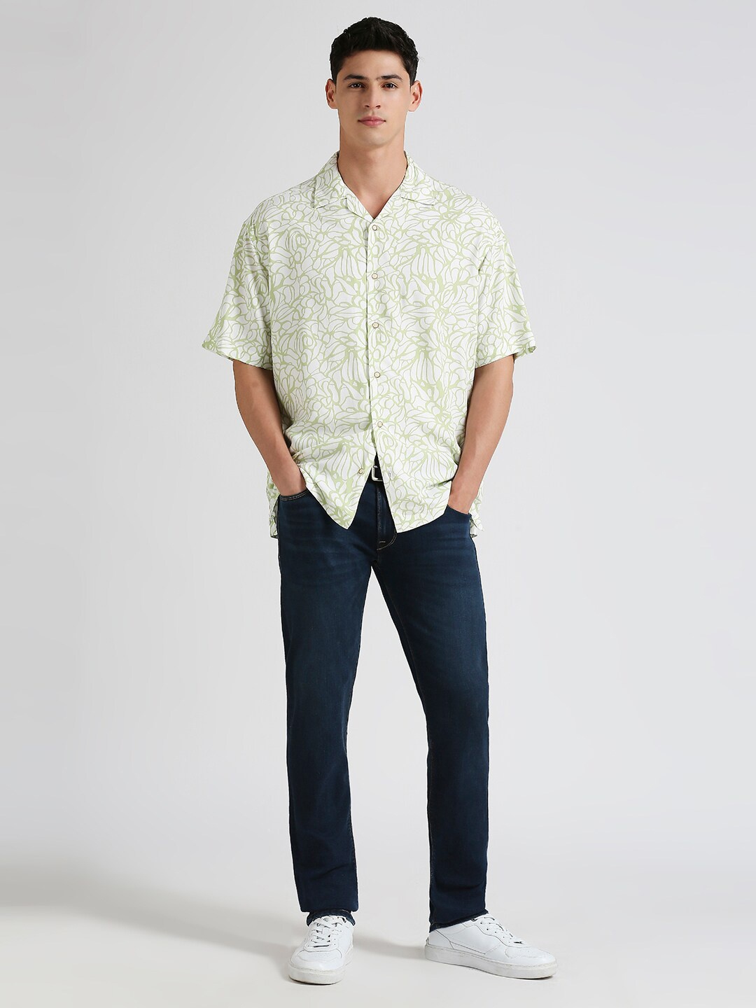 

Pepe Jeans Relaxed Floral Printed Resort Collar Casual Shirt, Green