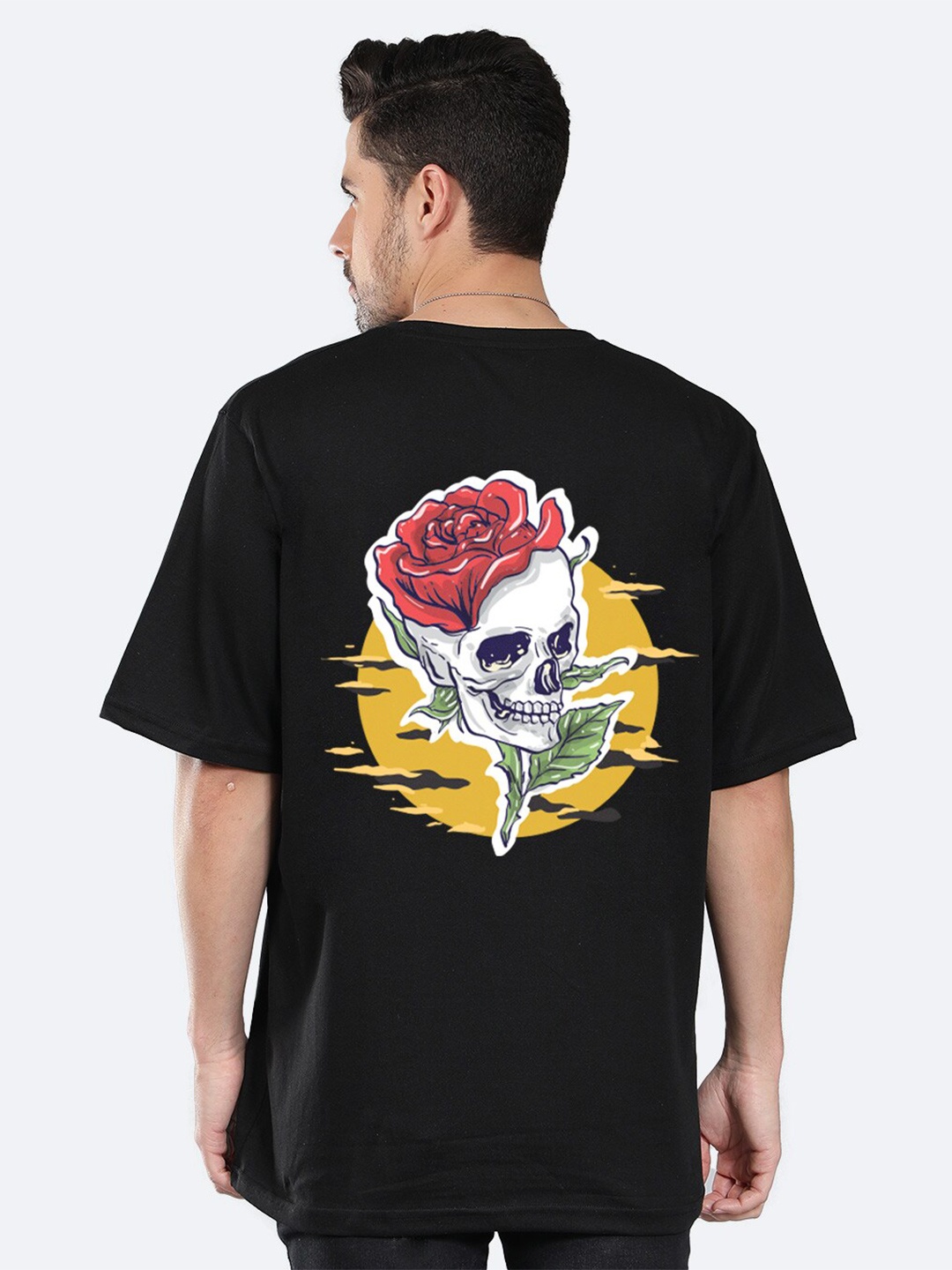 

Mad Over Print Typography Printed Drop-Shoulder Sleeves Oversized T-shirt, Black