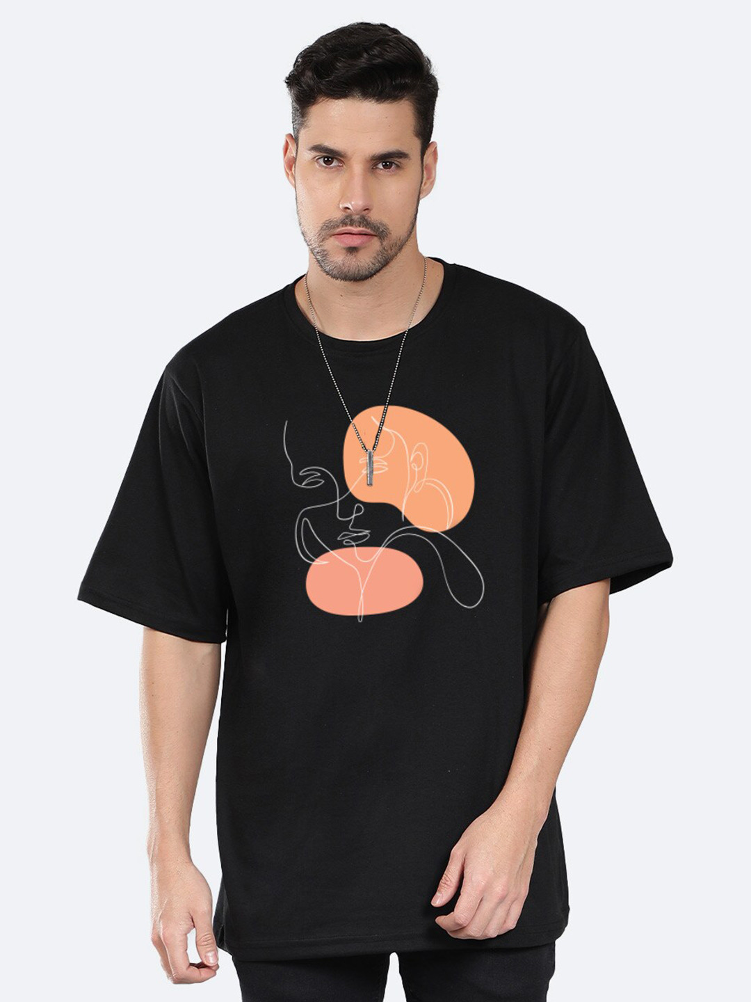 

Mad Over Print Typography Printed Drop-Shoulder Sleeves Oversized T-shirt, Black
