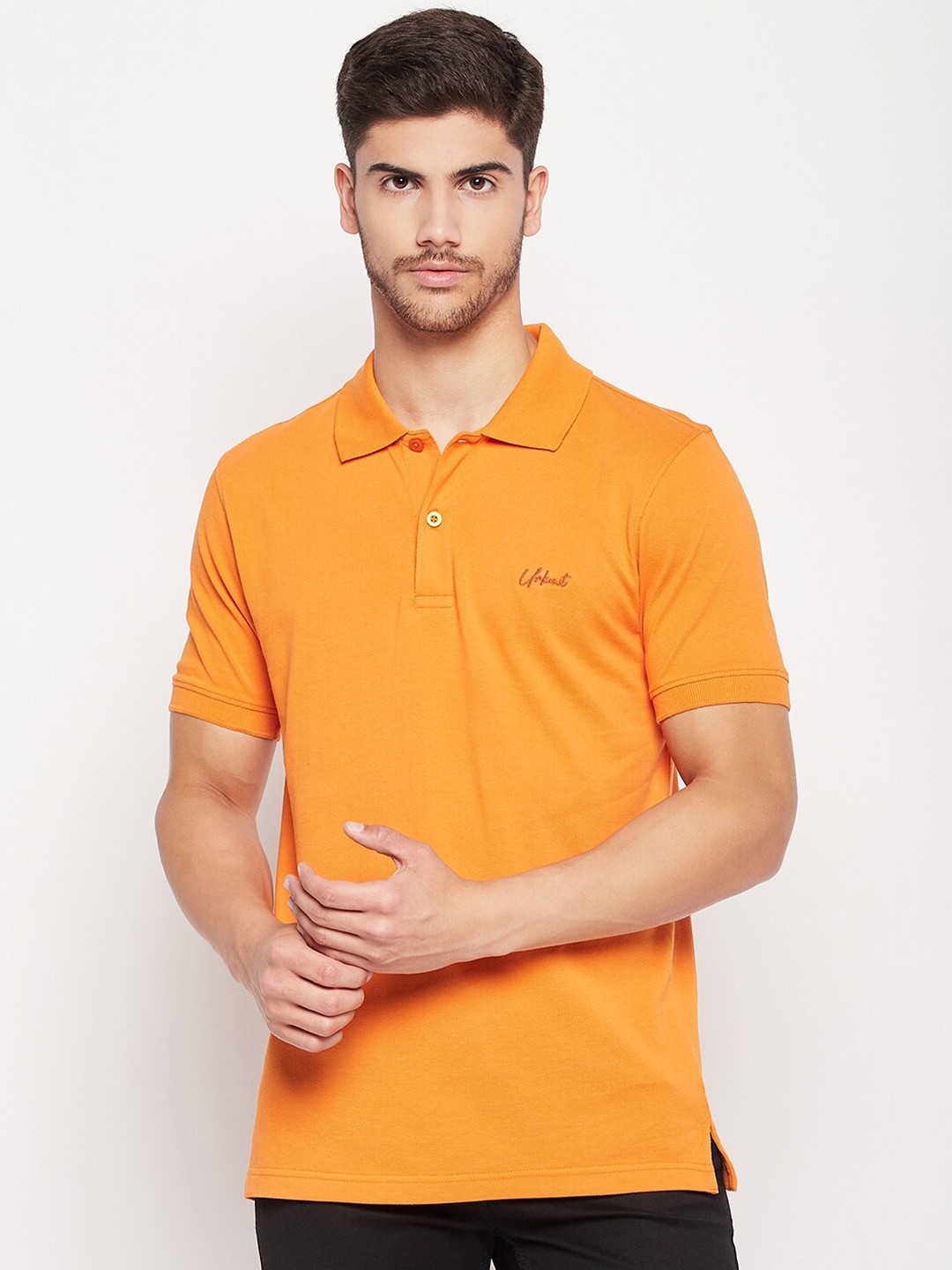 

URKNIT Polo Collar Cotton T-shirt, Orange