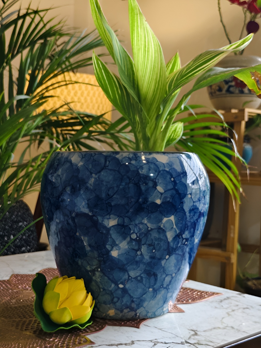 

NIYARA Blue & Beige Abstract Ceramic Planter