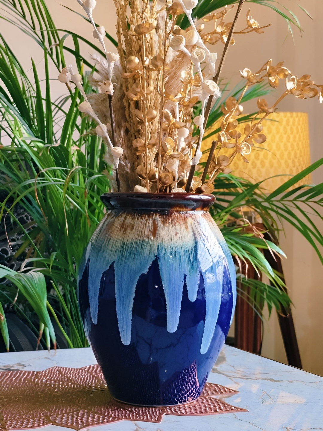 

NIYARA Blue & Brown Abstract Ceramic Planter