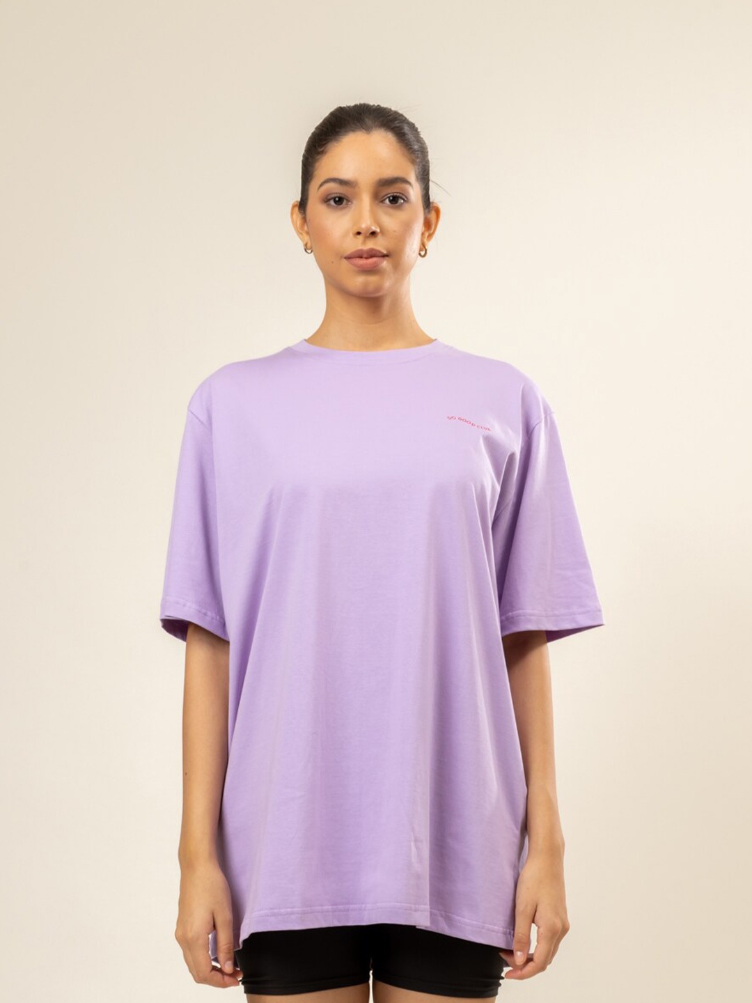 

Doodlage Unisex Drop-Shoulder Sleeves Organic Cotton Oversized T-shirt, Purple