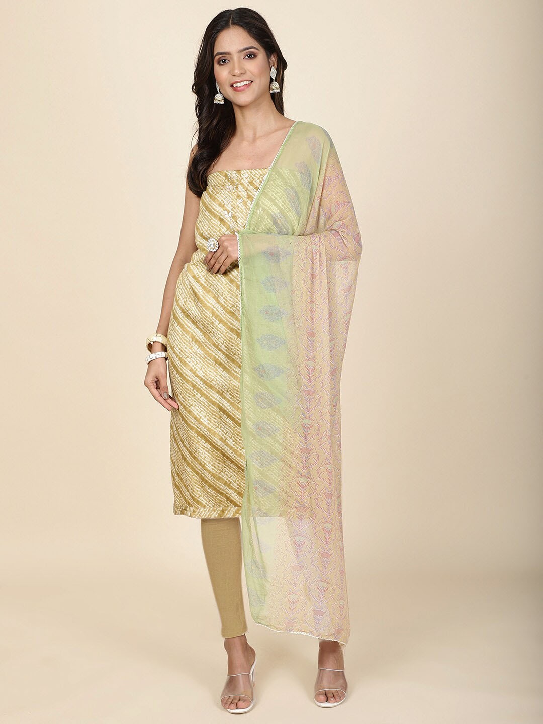 

Meena Bazaar Embroidered Unstitched Dress Material, Mustard