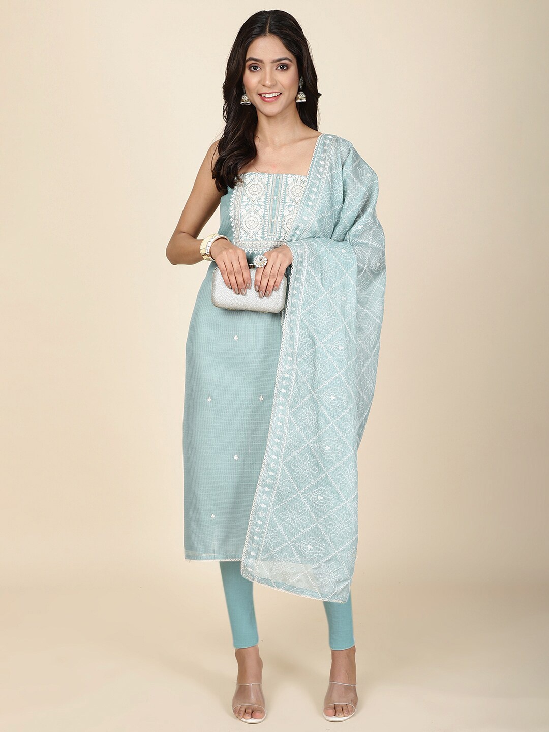 

Meena Bazaar Embroidered Unstitched Dress Material, Blue