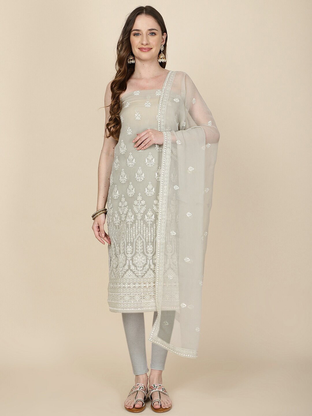 

Meena Bazaar Embroidered Unstitched Dress Material, Green