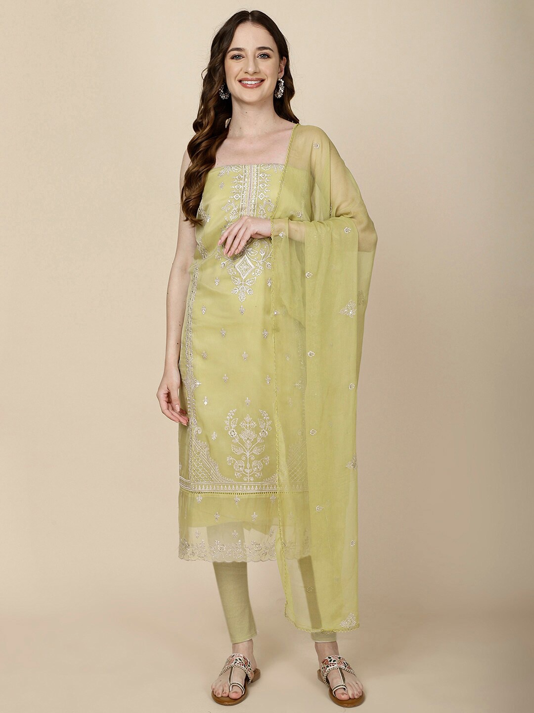 

Meena Bazaar Embroidered Unstitched Dress Material, Yellow