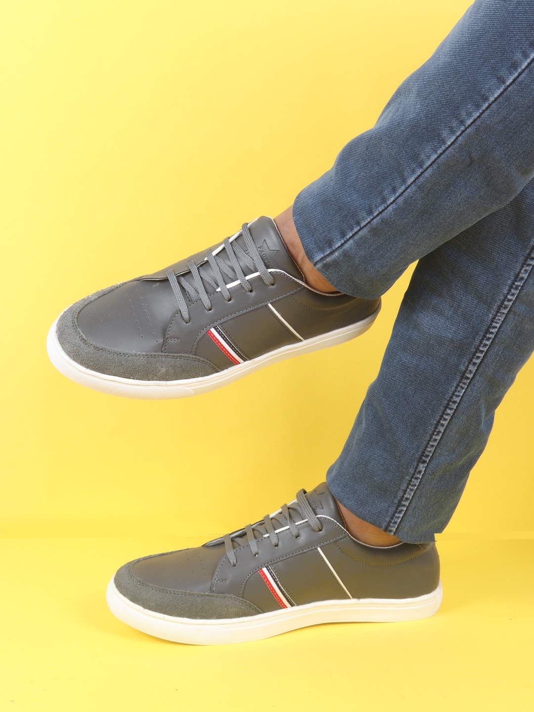 

FAUSTO Men Round Toe Memory Foam Sneakers, Grey