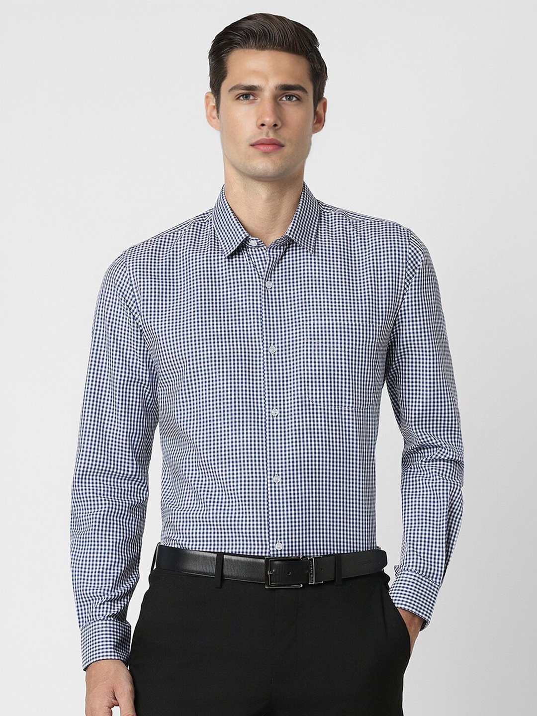 

Peter England Slim Fit Micro Checked Formal Shirt, Blue