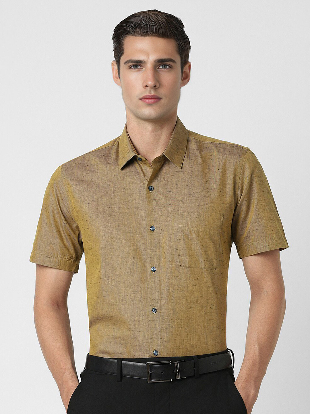 

Peter England Slim Fit Textured Formal Shirt, Brown
