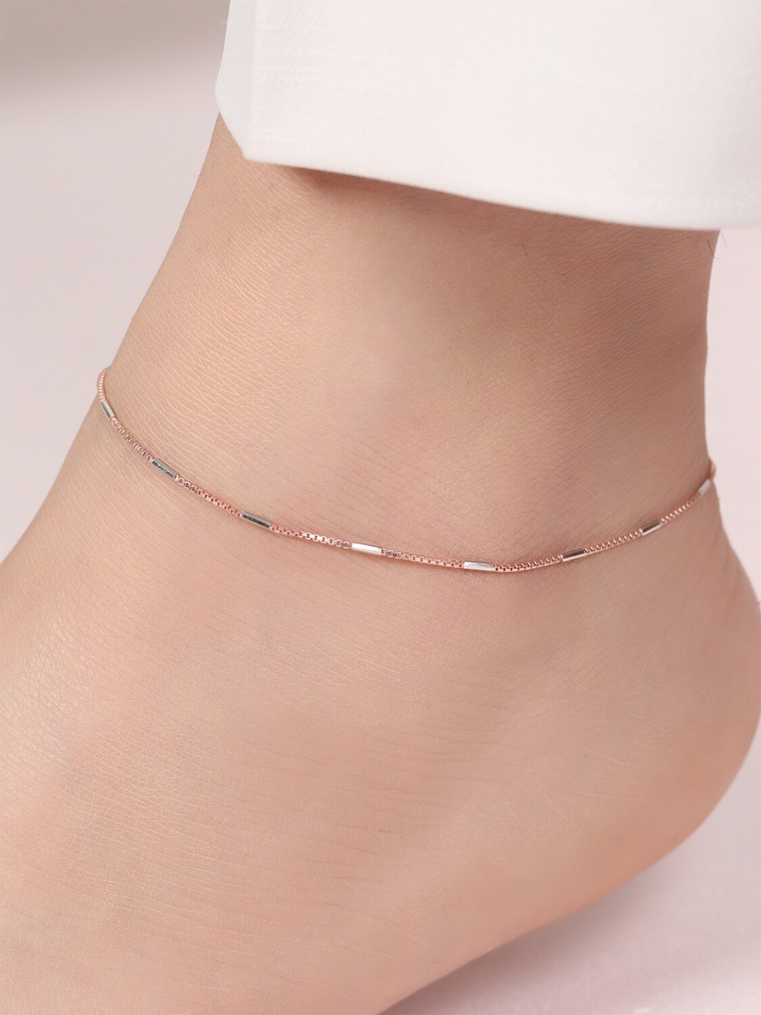 

Zavya 925 Pure Silver Rhodium-Plated Anklet, Rose gold