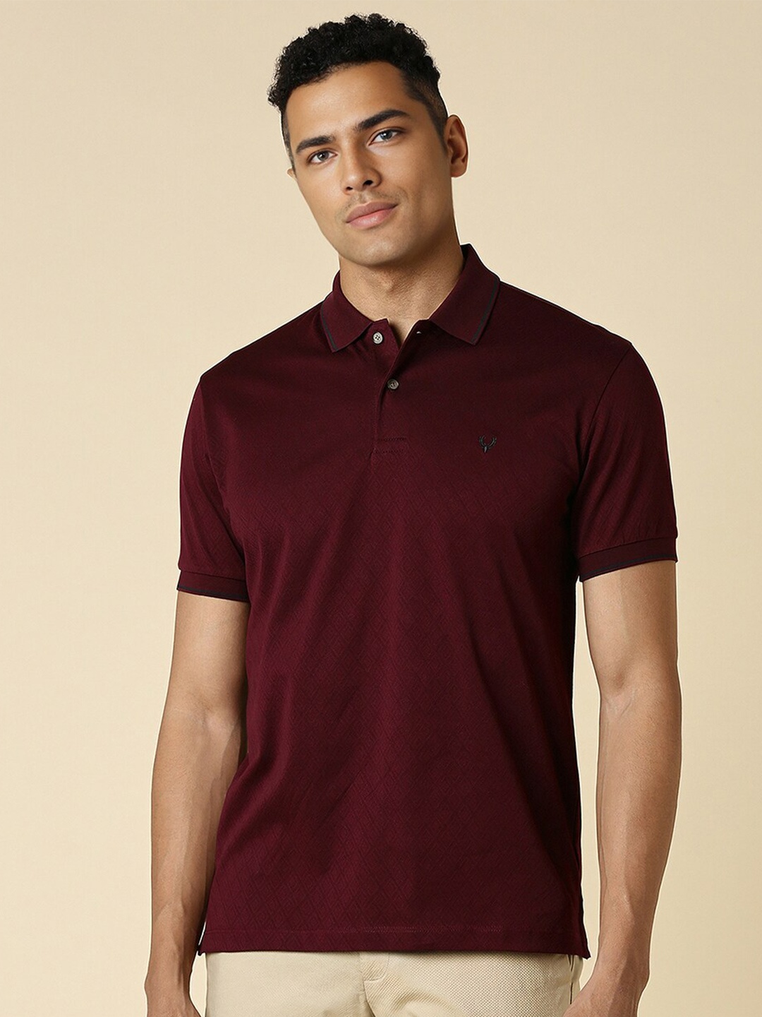 

Allen Solly Cotton Polo Collar Short Sleeves Casual T-shirt, Maroon