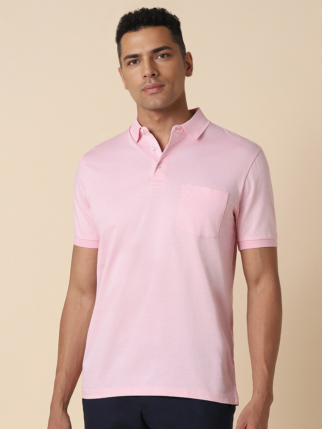 

Allen Solly Polo Collar Short Sleeves Pockets Cotton Regular T-shirt, Pink