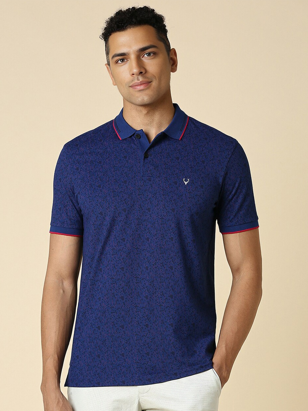 

Allen Solly Cotton Polo Collar Short Sleeves Casual T-shirt, Blue