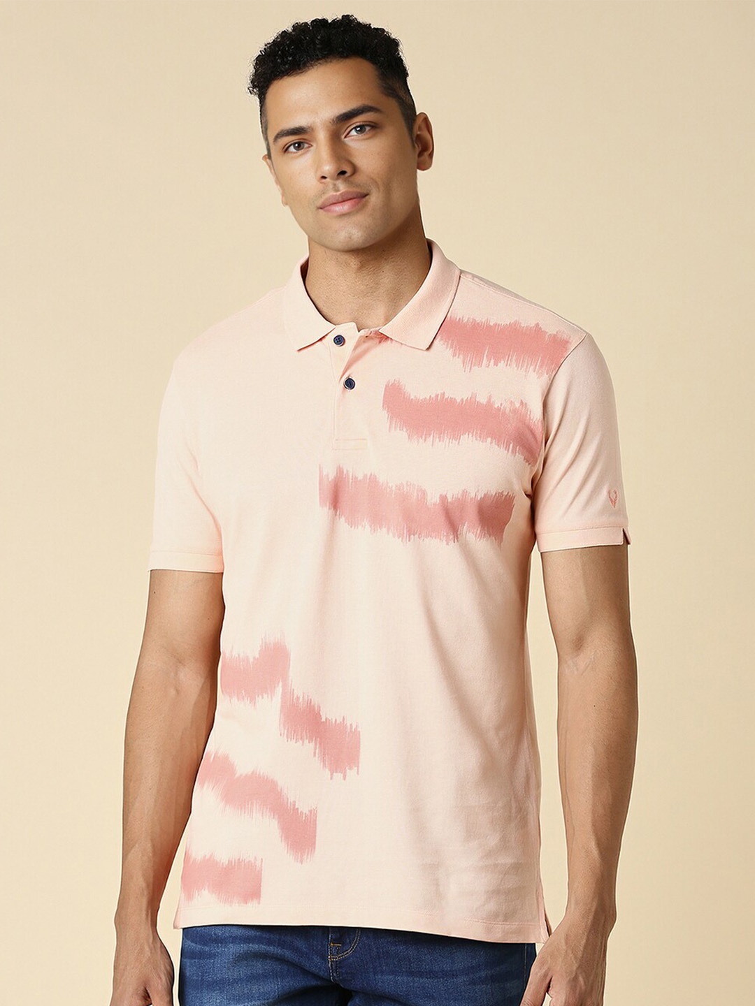

Allen Solly Cotton Polo Collar Pockets Casual T-shirt, Peach