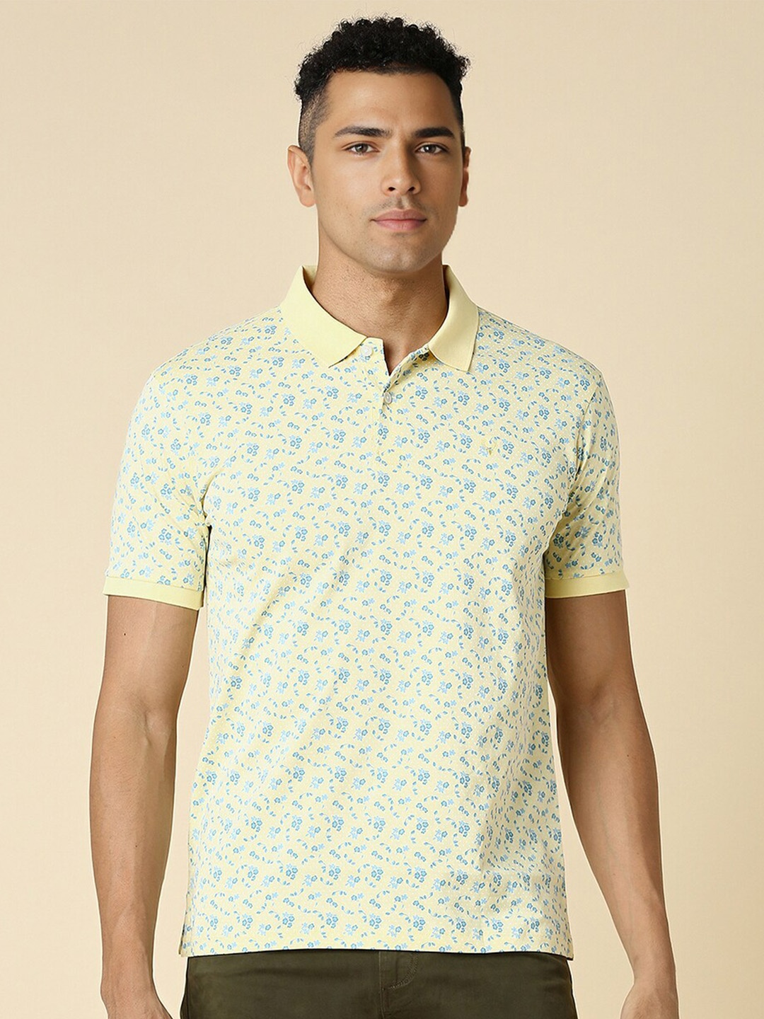 

Allen Solly Abstract Printed Cotton Polo Collar Pockets Casual T-shirt, Yellow