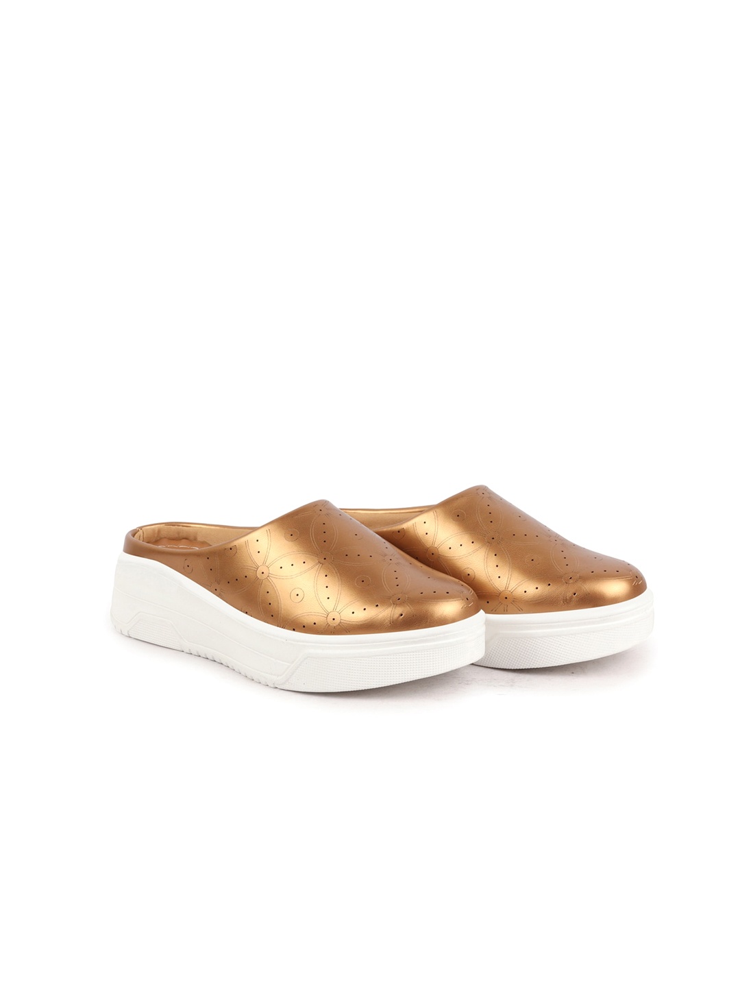 

FAUSTO Women Round Toe Memory Foam Mule Sneakers, Copper