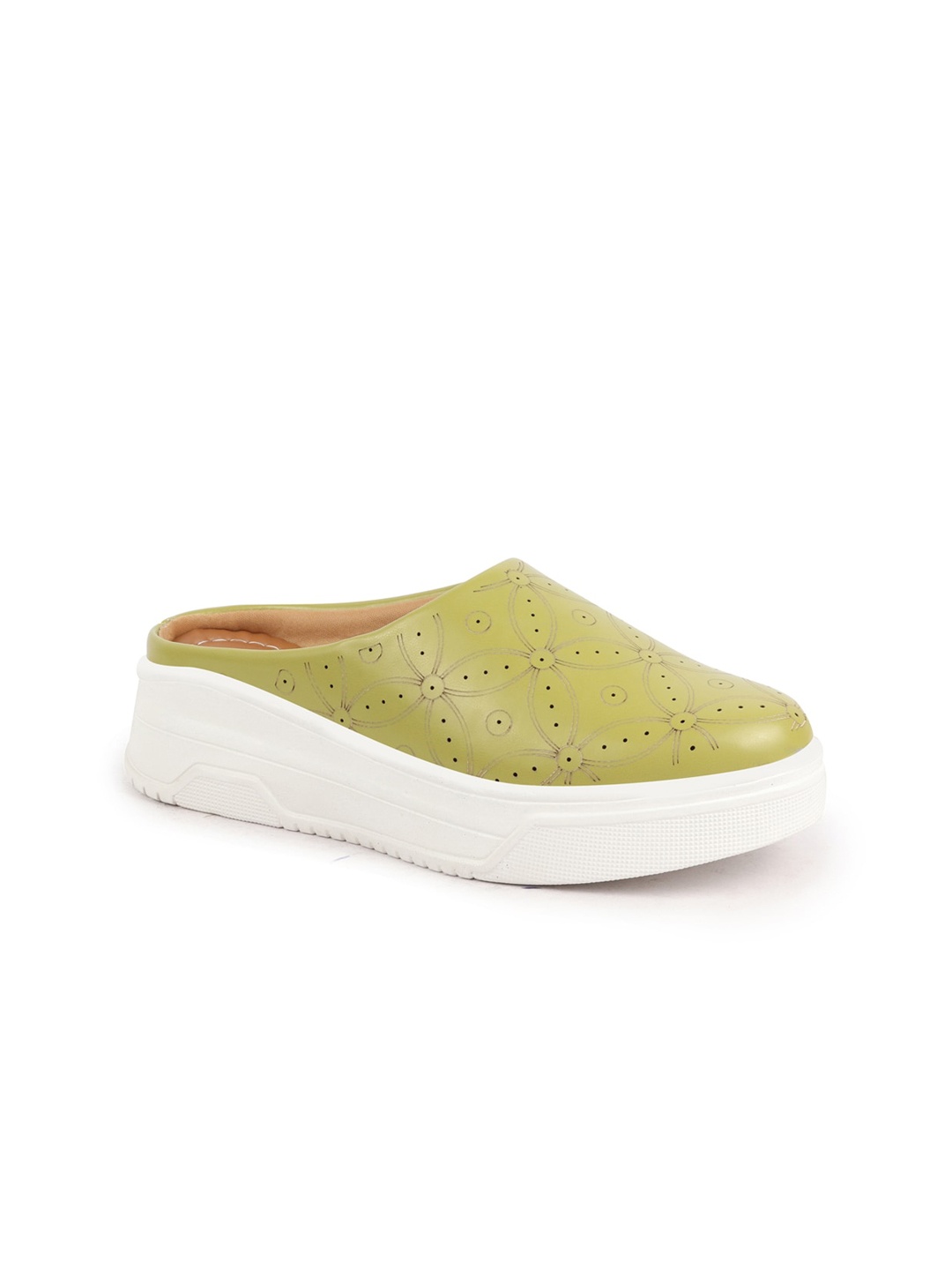 

FAUSTO Women Round Toe Memory Foam Mule Sneakers, Green