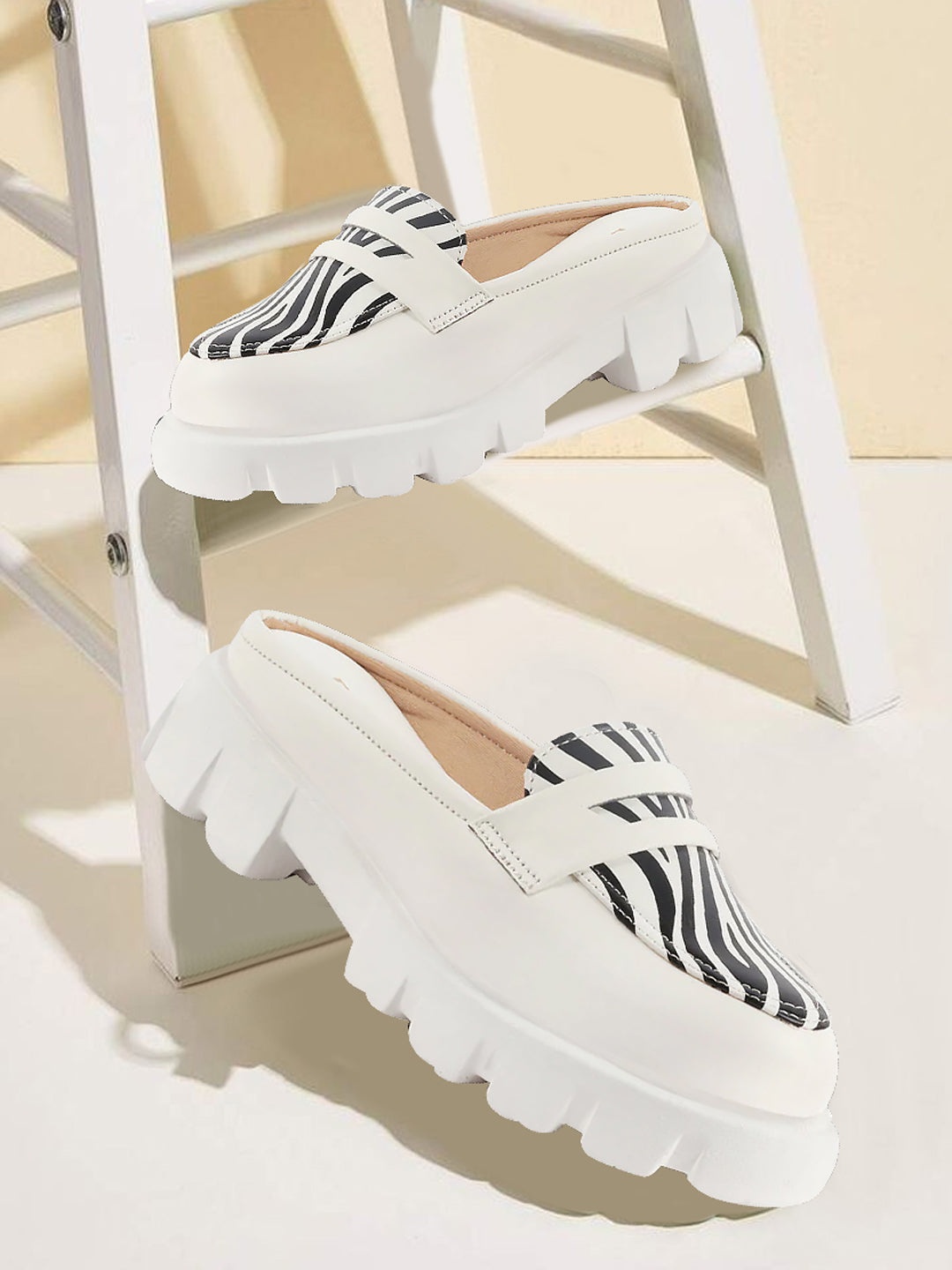 

FAUSTO Women Printed Heeled Mules, White