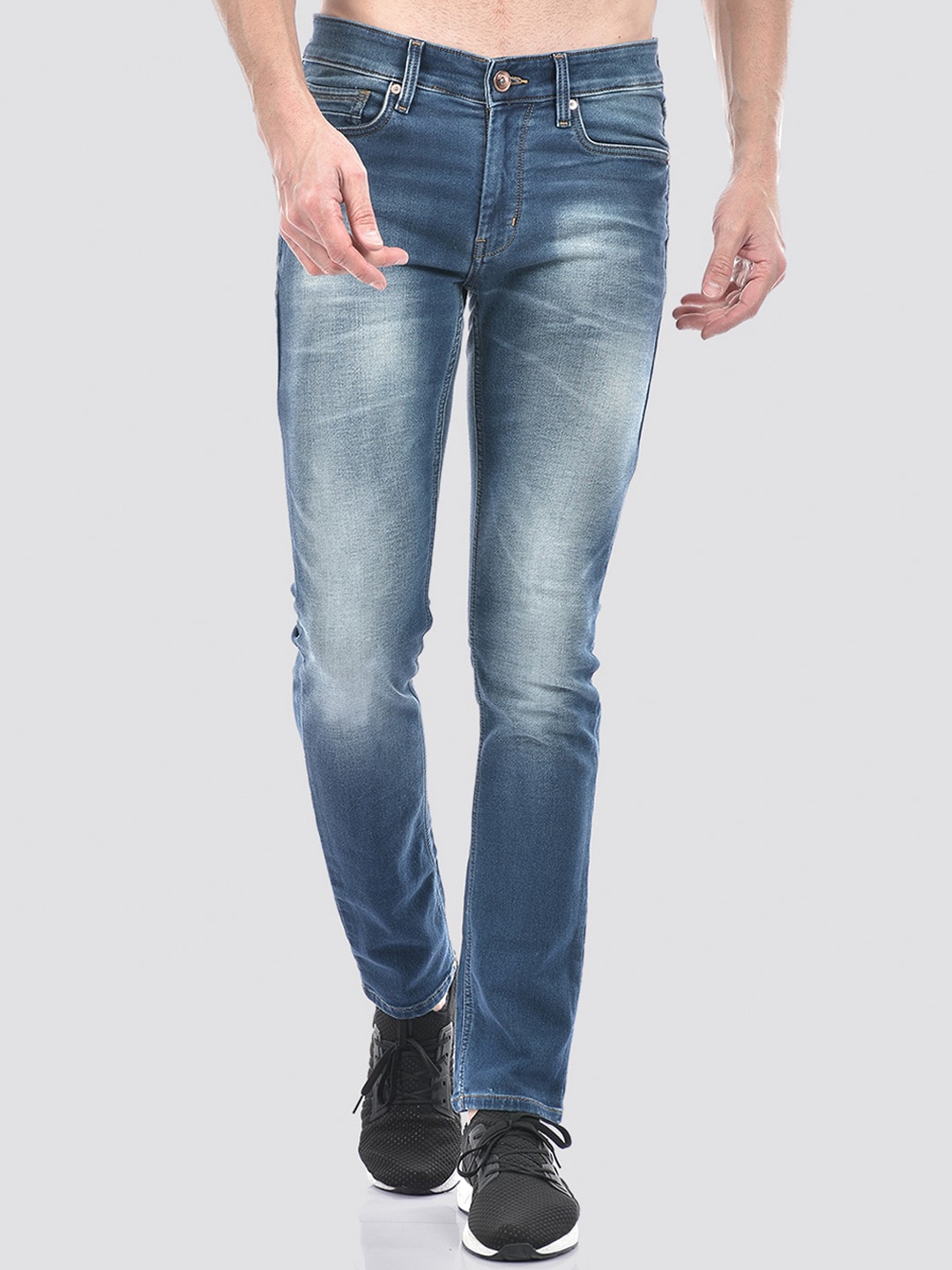 

Numero Uno Men Skinny Fit Low-Rise Clean Look Heavy Fade Whiskers Cotton Denim Jeans, Blue