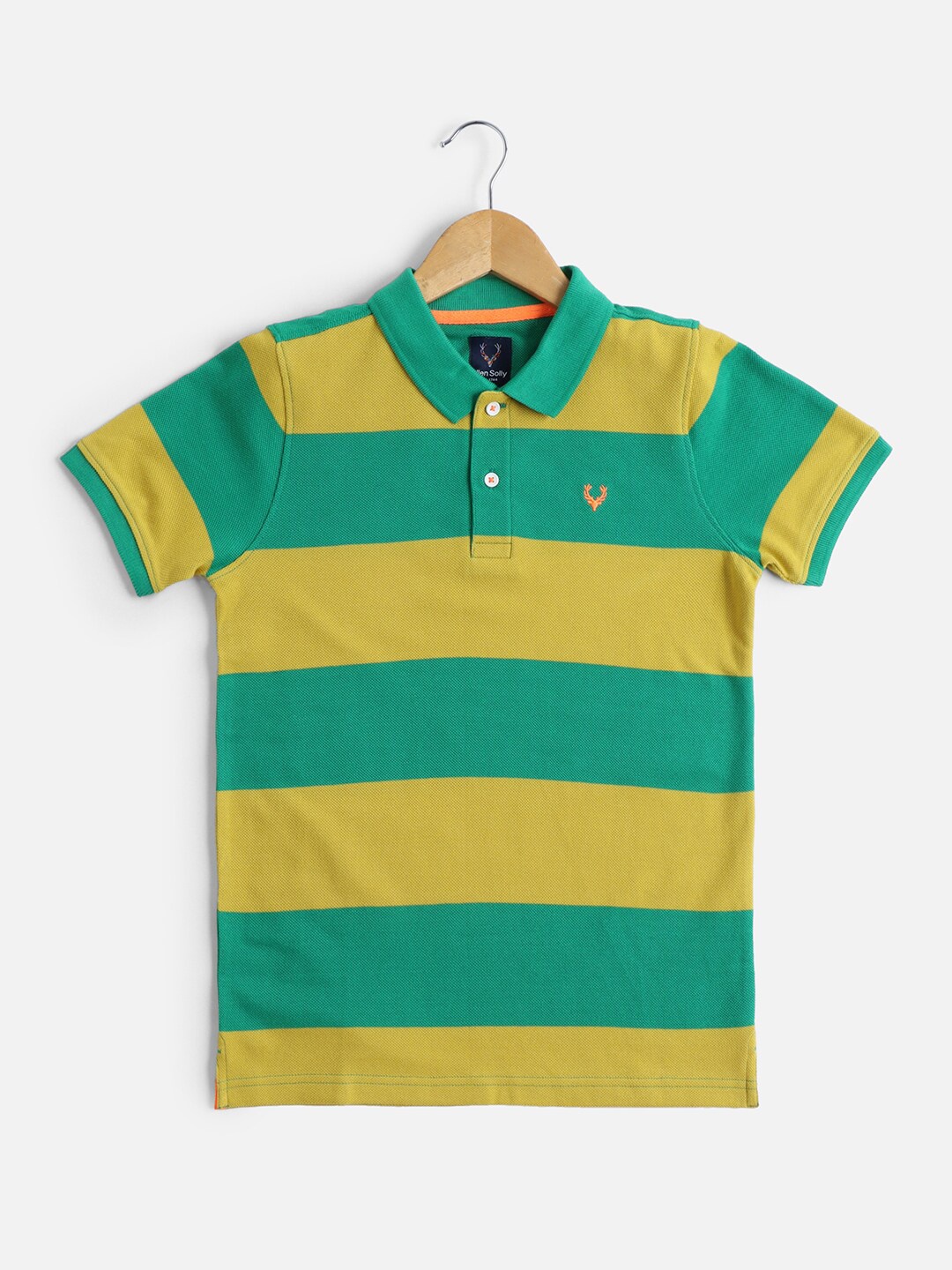 

Allen Solly Junior Boys Striped Polo Collar Cotton T-shirt, Green