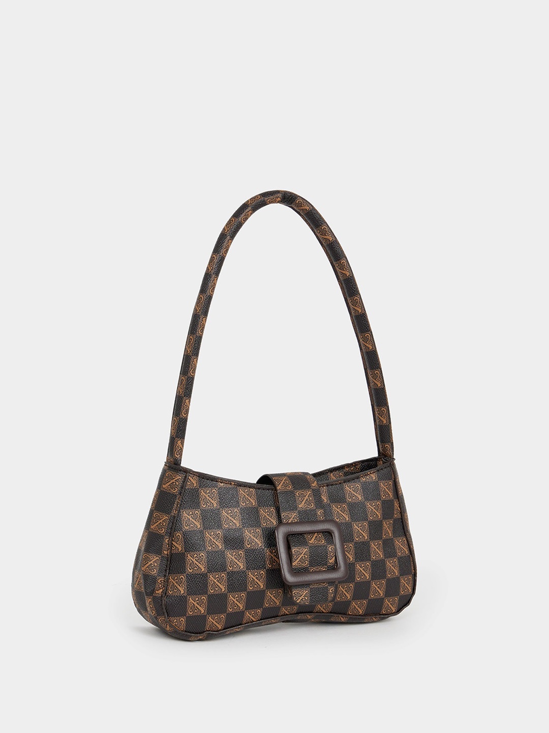 

STYLI Women Brown Check Design Shoulder Bag