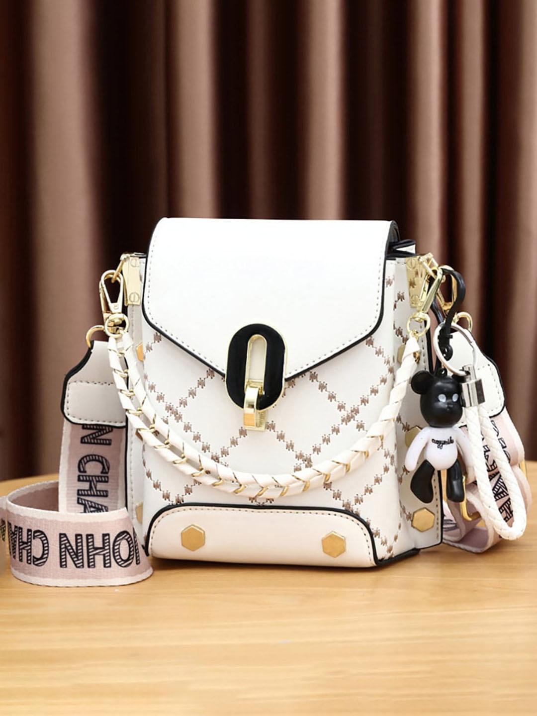 

STYLI Women White Embellished Drop Braided Handbag