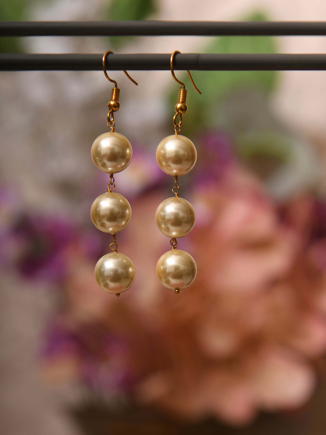 

Totapari Brass Plated Artificial Beads Drop Earrings, Gold