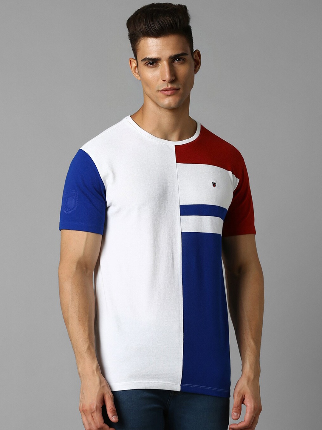 

Louis Philippe Sport Colourblocked Pure Cotton Slim Fit T-shirt, White