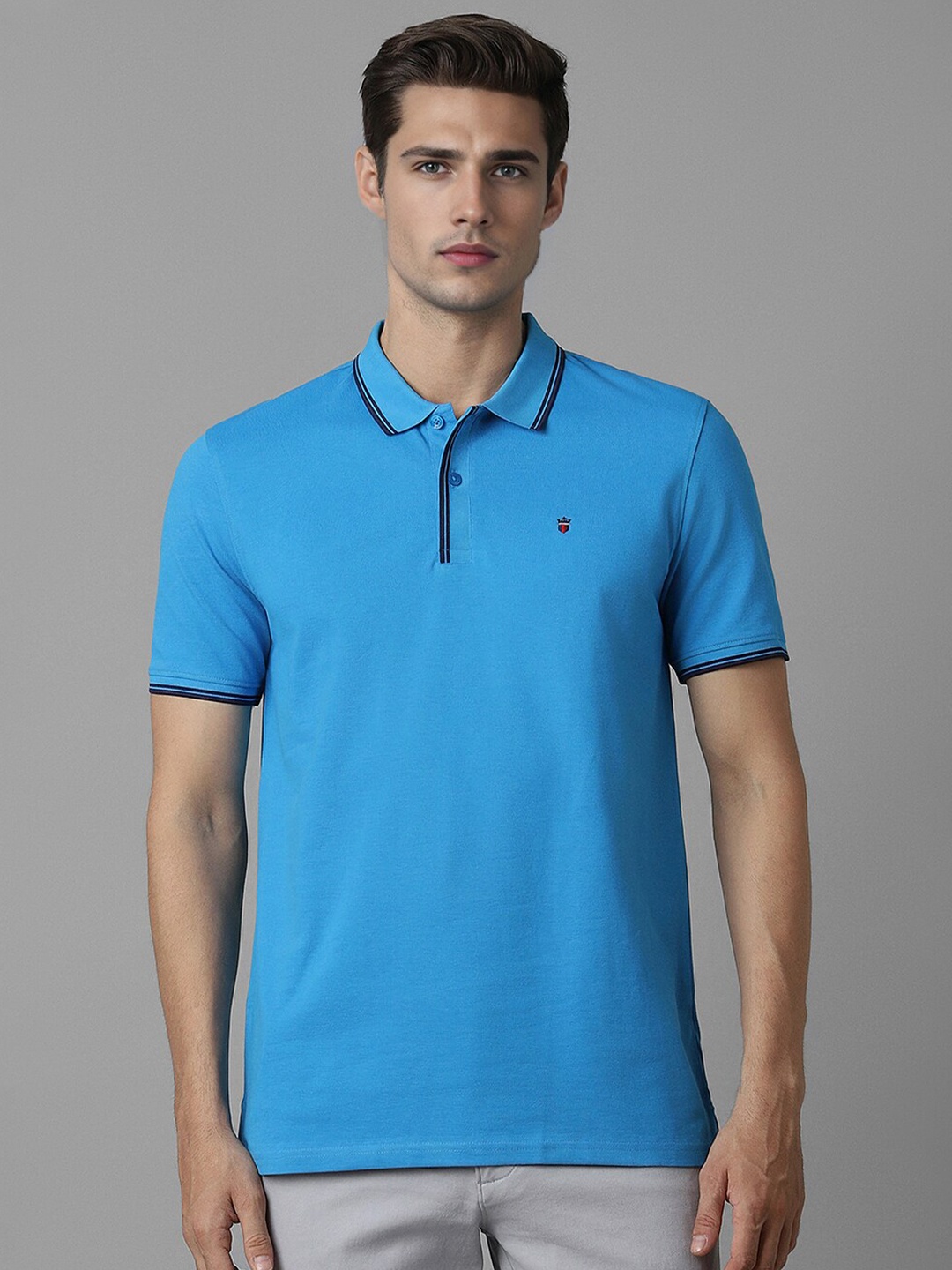 

Louis Philippe Sport Polo Collar Pure Cotton Slim Fit T-shirt, Blue