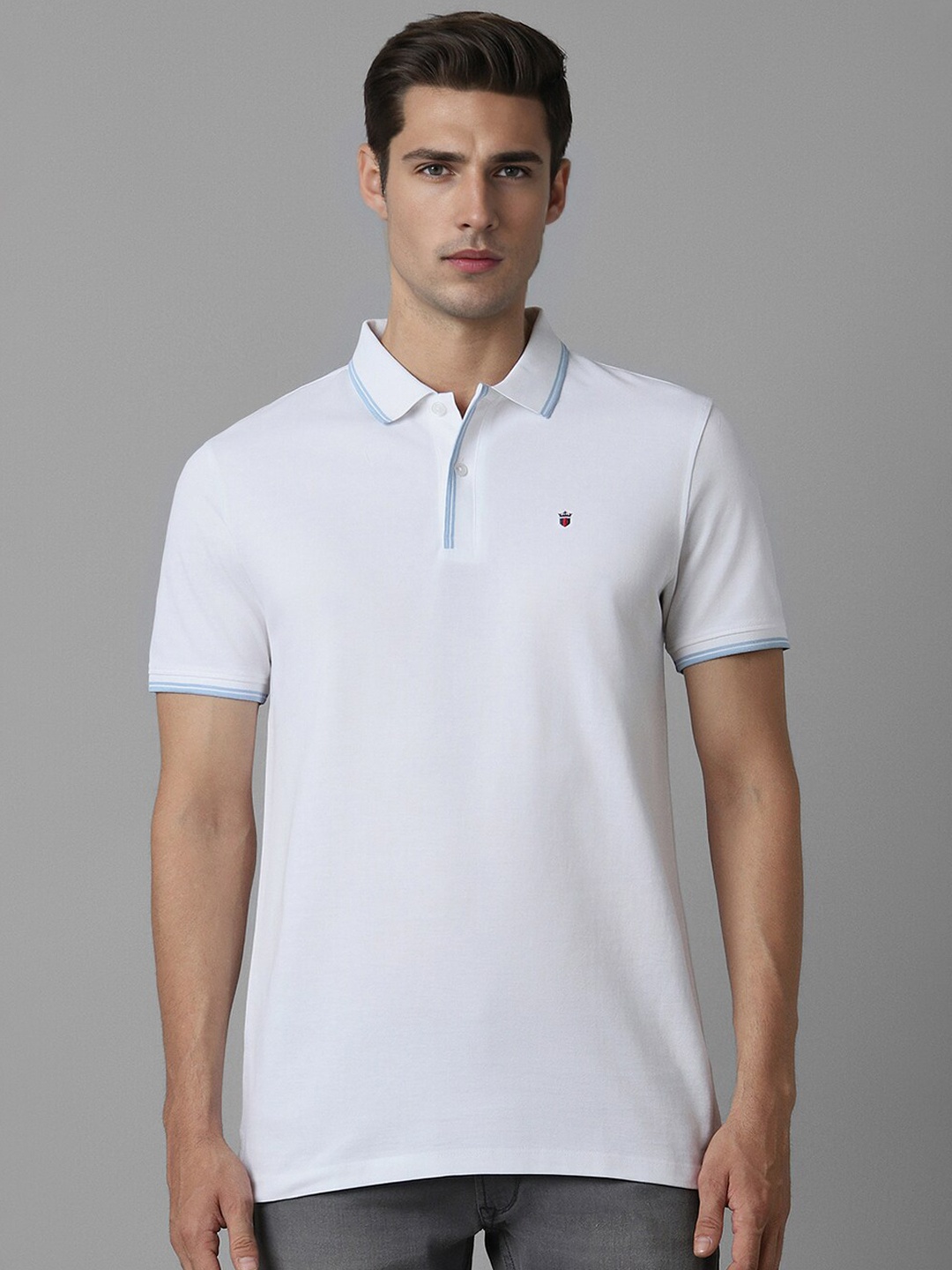 

Louis Philippe Sport Polo Collar Pure Cotton Slim Fit T-shirt, White