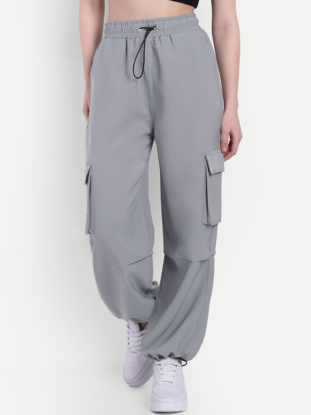 

BROADSTAR Women Loose Fit Parachute Trousers, Grey