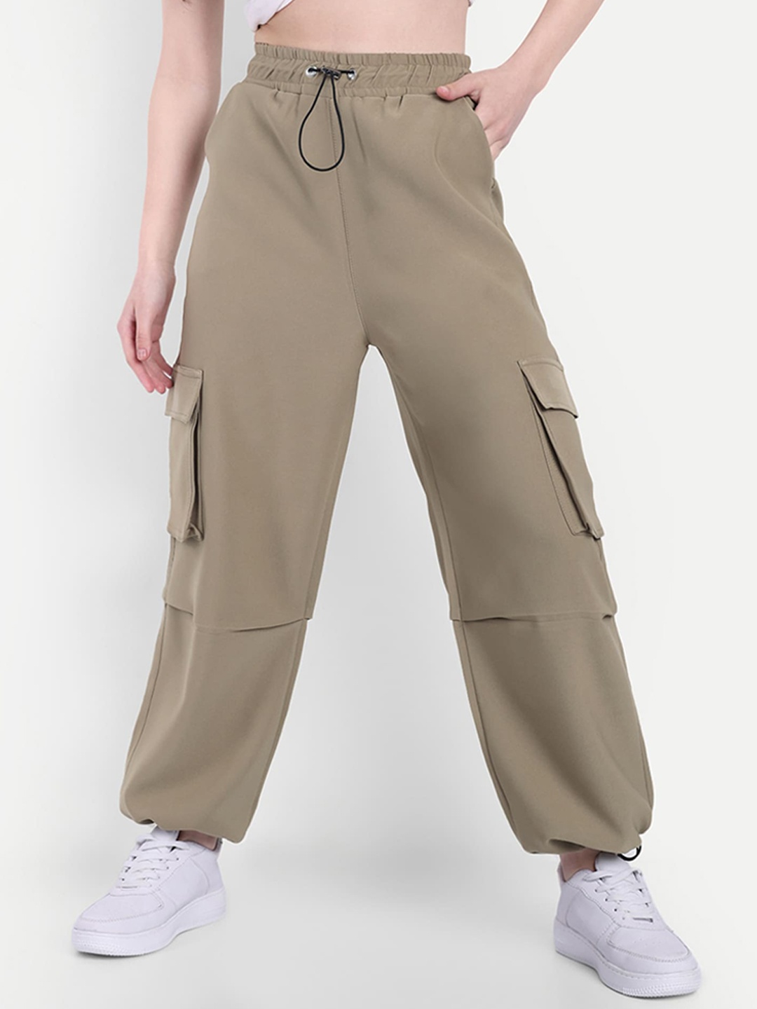 

Next One Women Smart High-Rise Trousers, Beige
