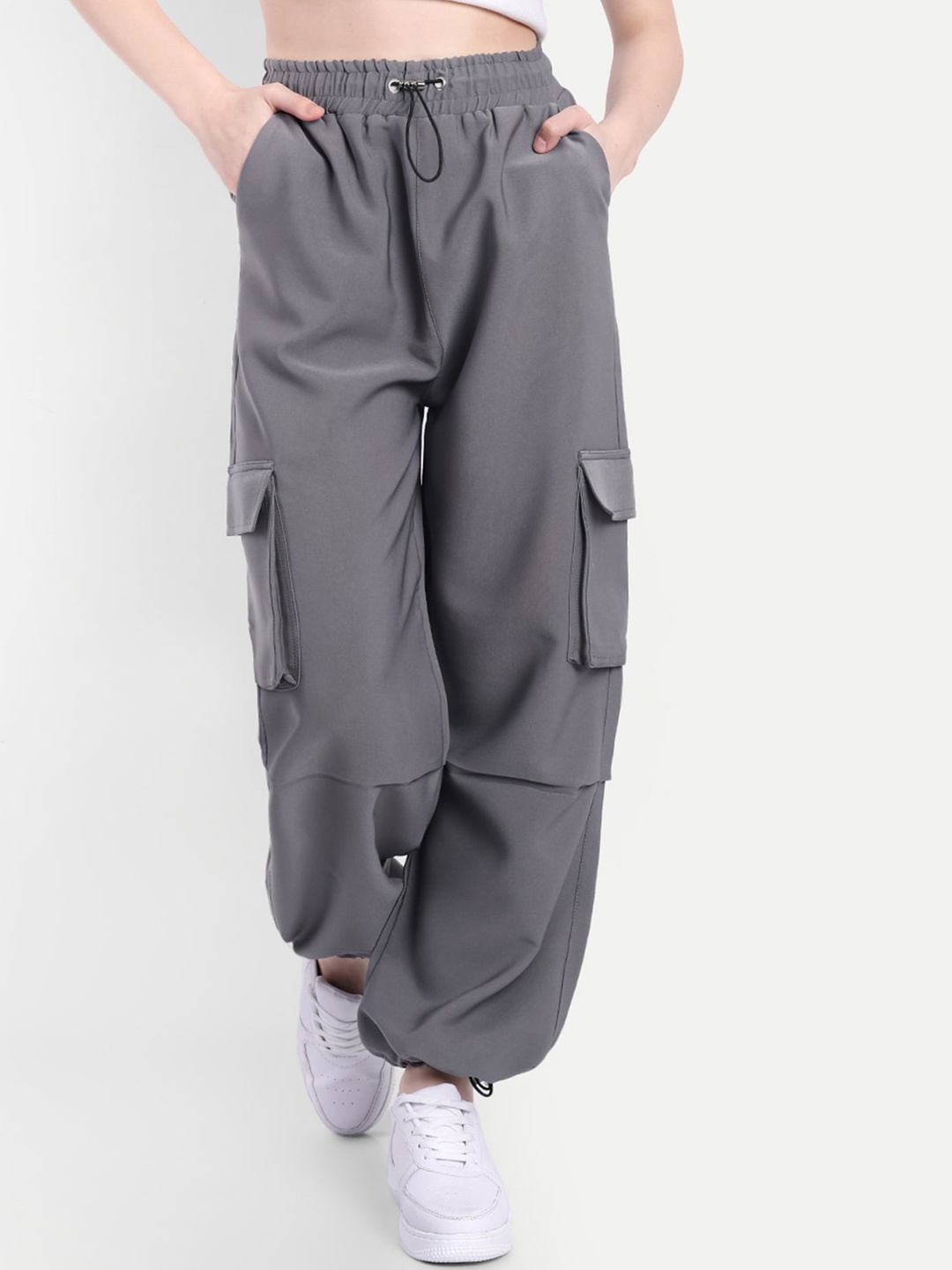 

Next One Women Loose Fit Parachute Trousers, Grey