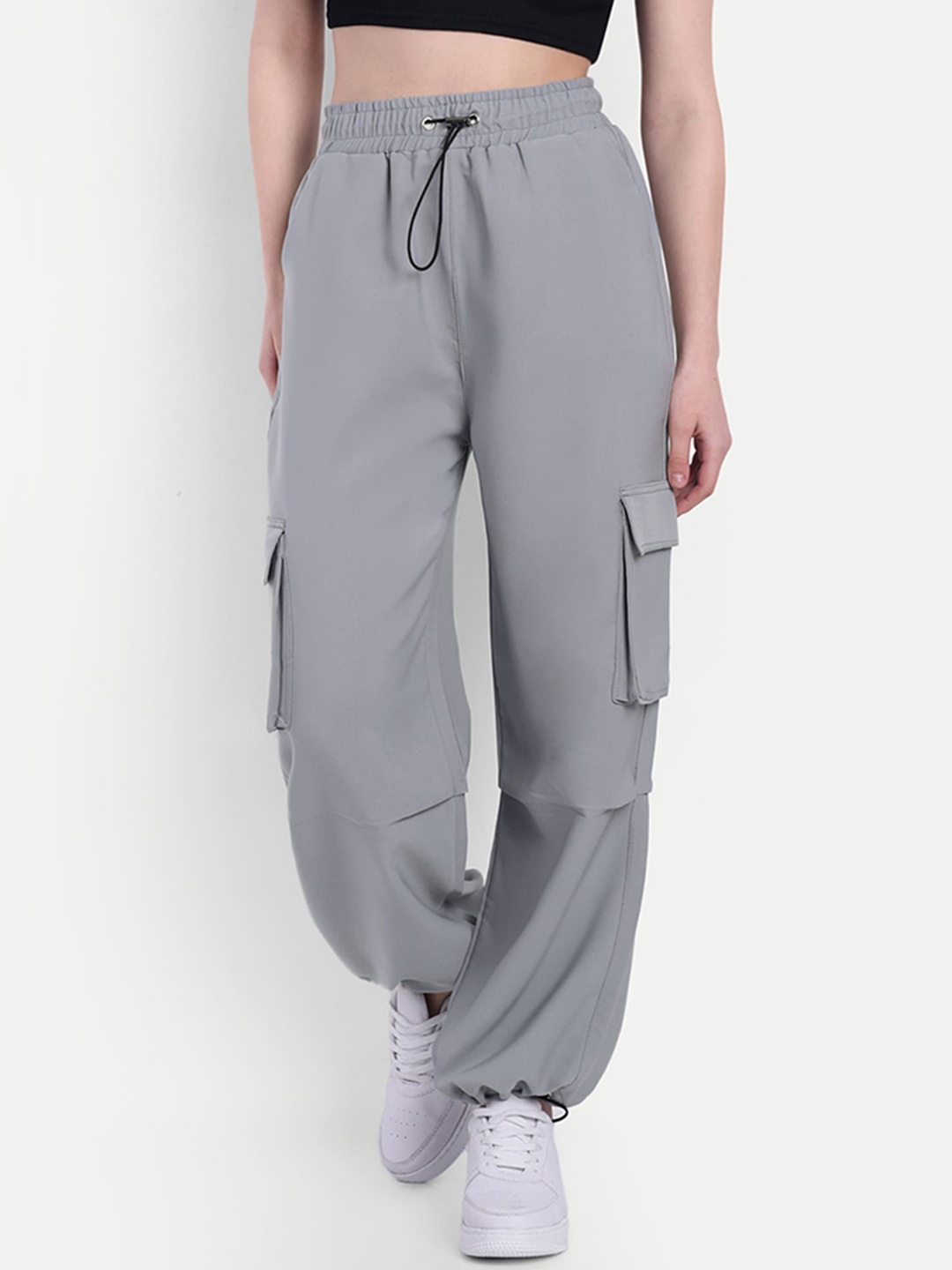 

Next One Women Smart High-Rise Baggy Fit Cargo, Grey