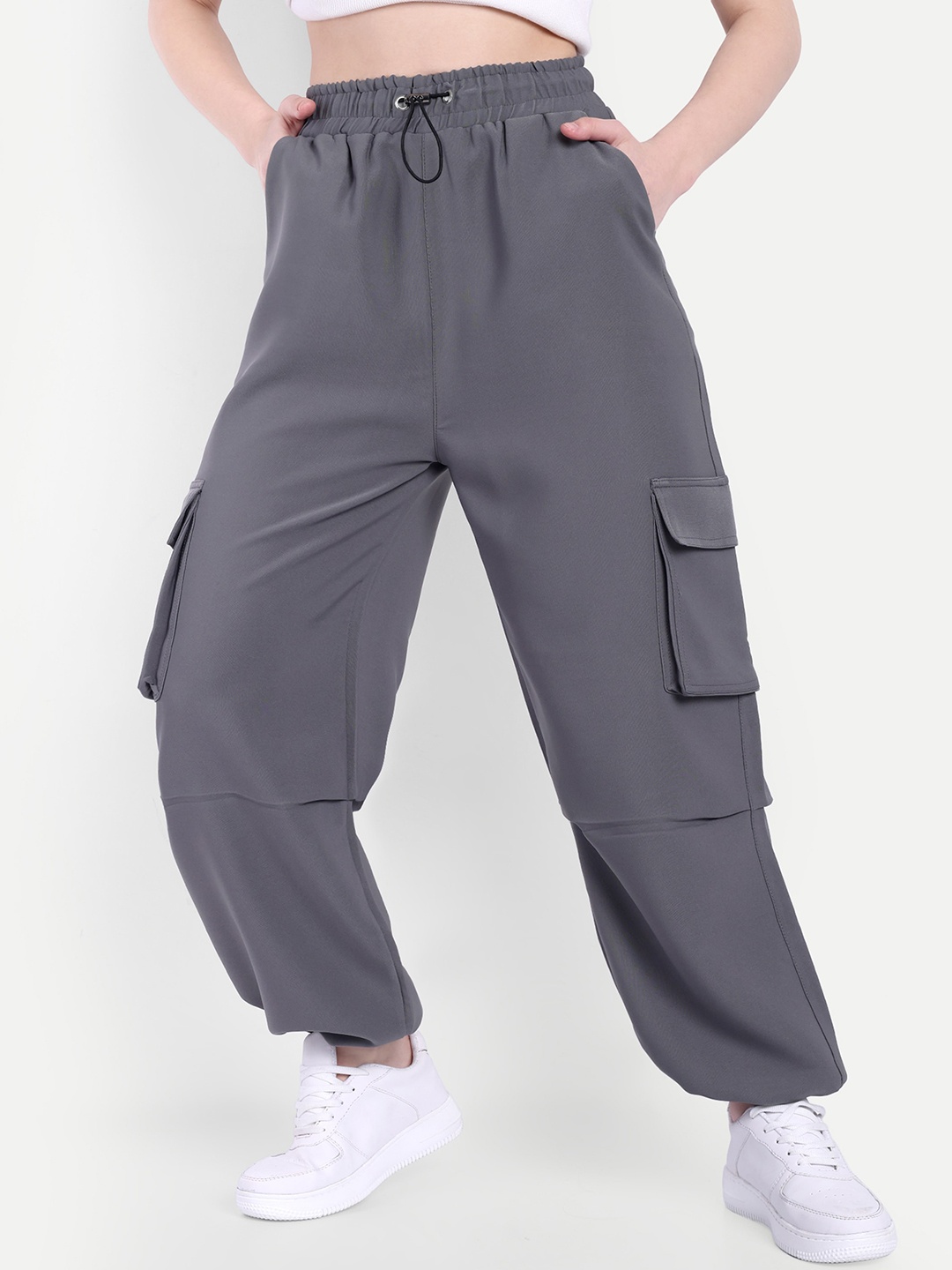 

Next One Women Loose Fit Parachute Trousers, Grey