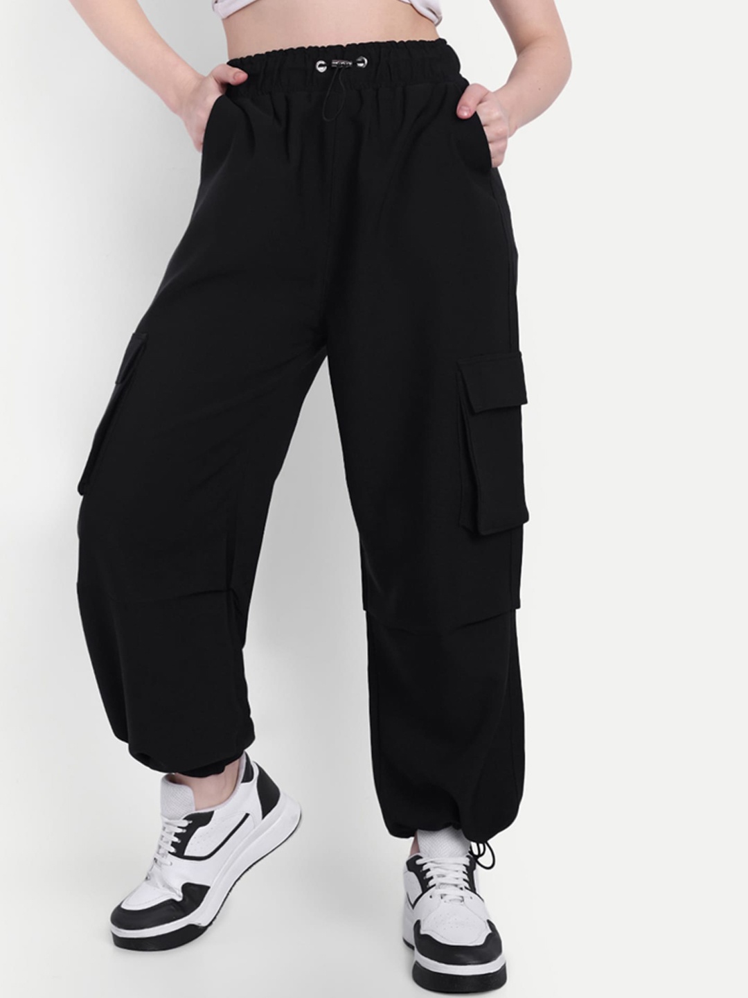 

Next One Women Smart High-Rise Baggy Fit Cargo, Black