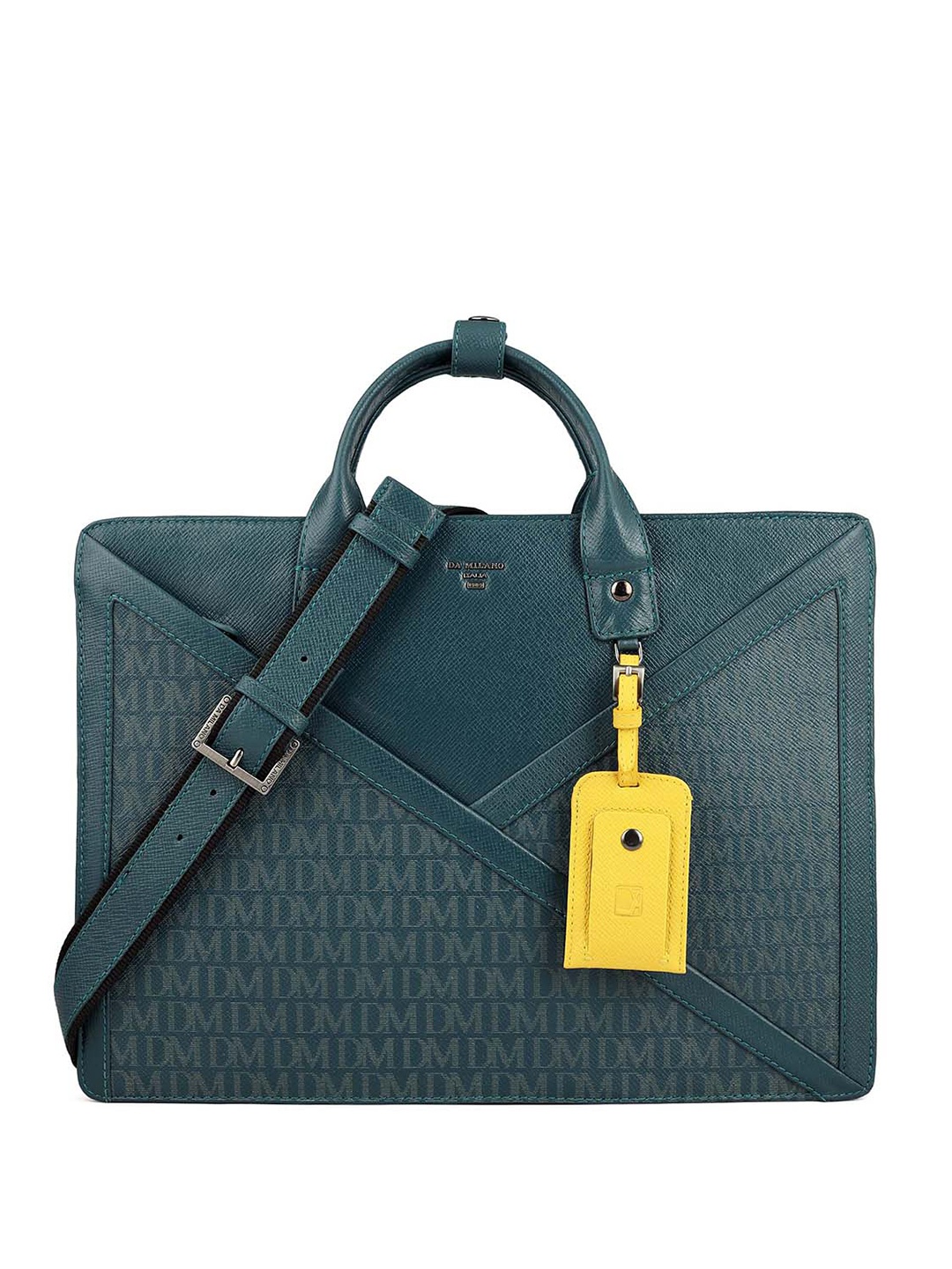 

Da Milano Unisex Textured Leather Laptop Bag, Green