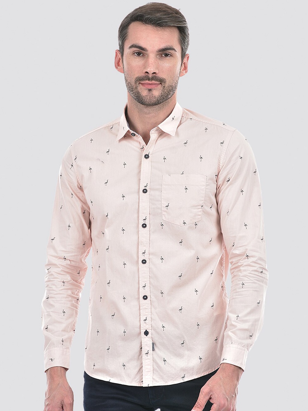 

Numero Uno Men Printed Slim Fit Shirt, Pink