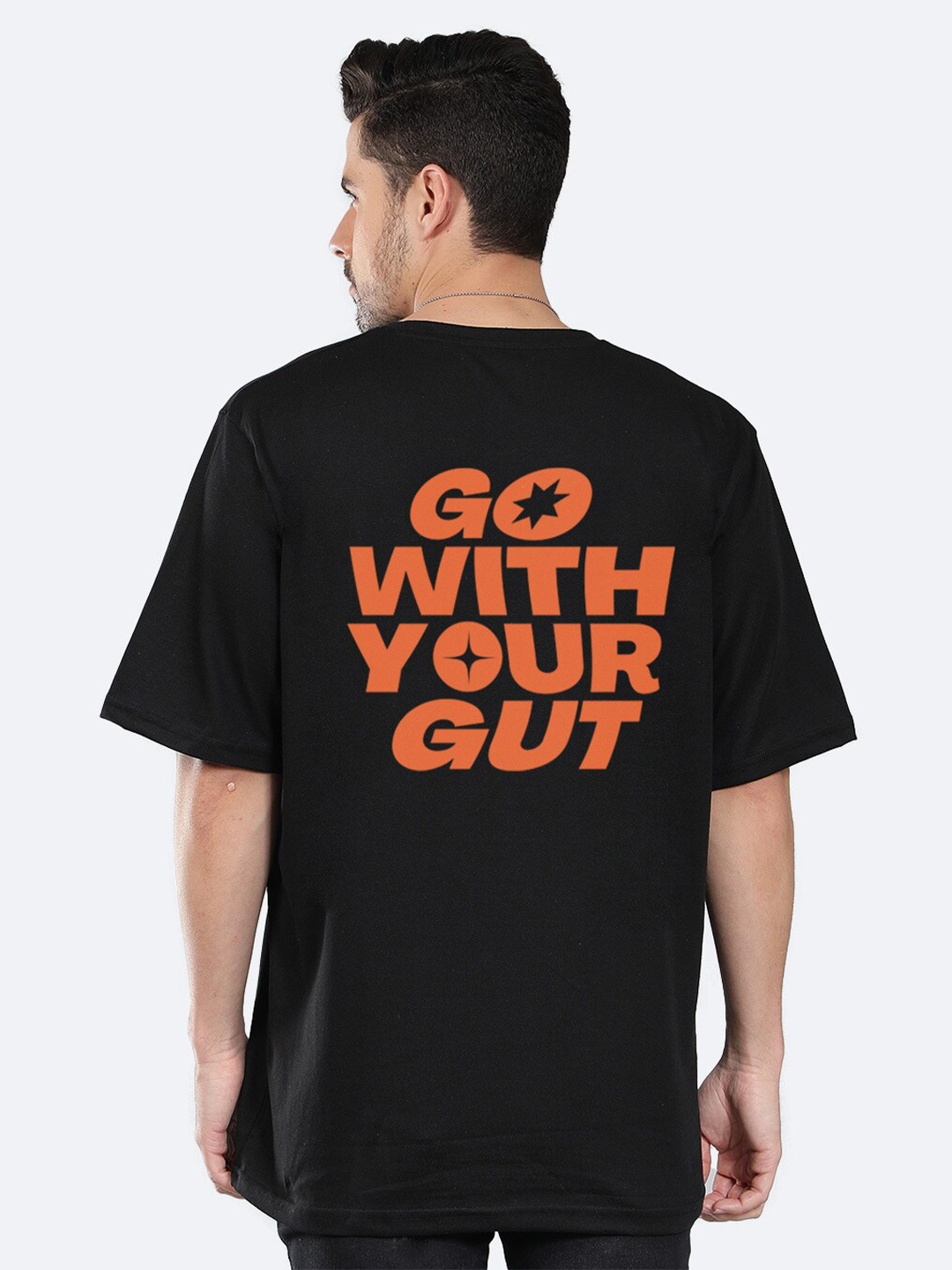 

Mad Over Print Round Neck Typography Printed Oversized T-shirt, Black