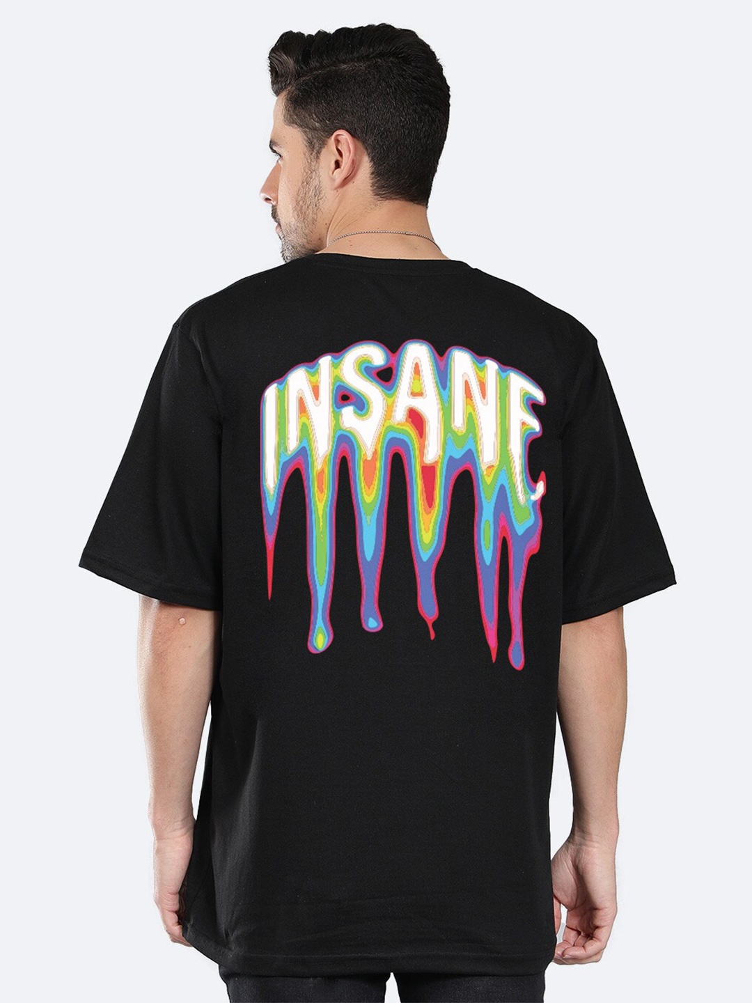 

Mad Over Print Typography Printed Oversized Cotton T-shirt, Black
