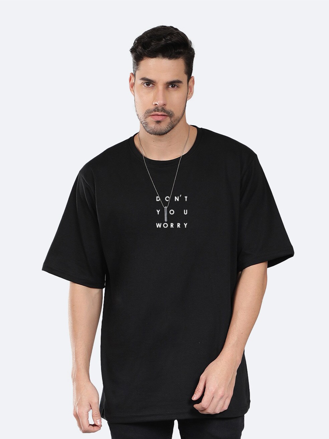 

Mad Over Print Printed Round Neck Oversized T-shirt, Black