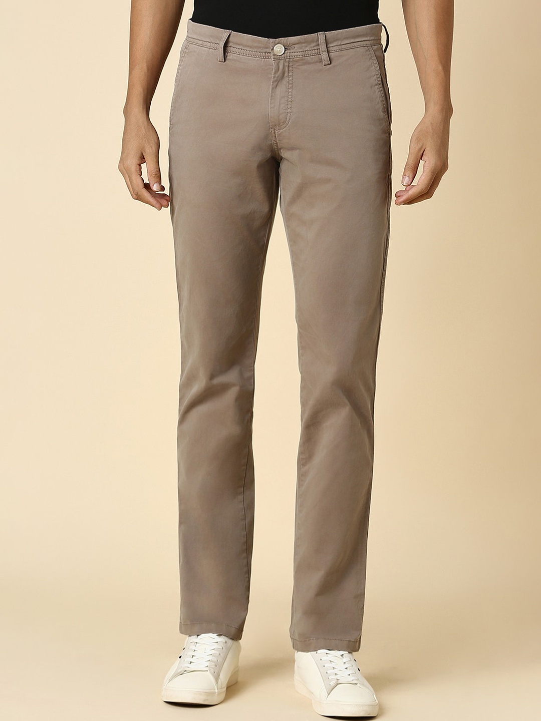 

Allen Solly Men Mid Rise Cotton Slim Fit Trouser, Khaki